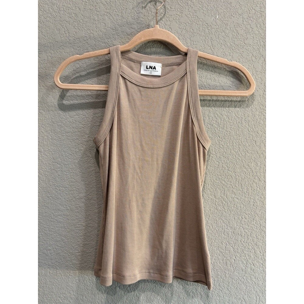 LNA Beige Tan Ribbed Stretch Tank Top Women’s Small